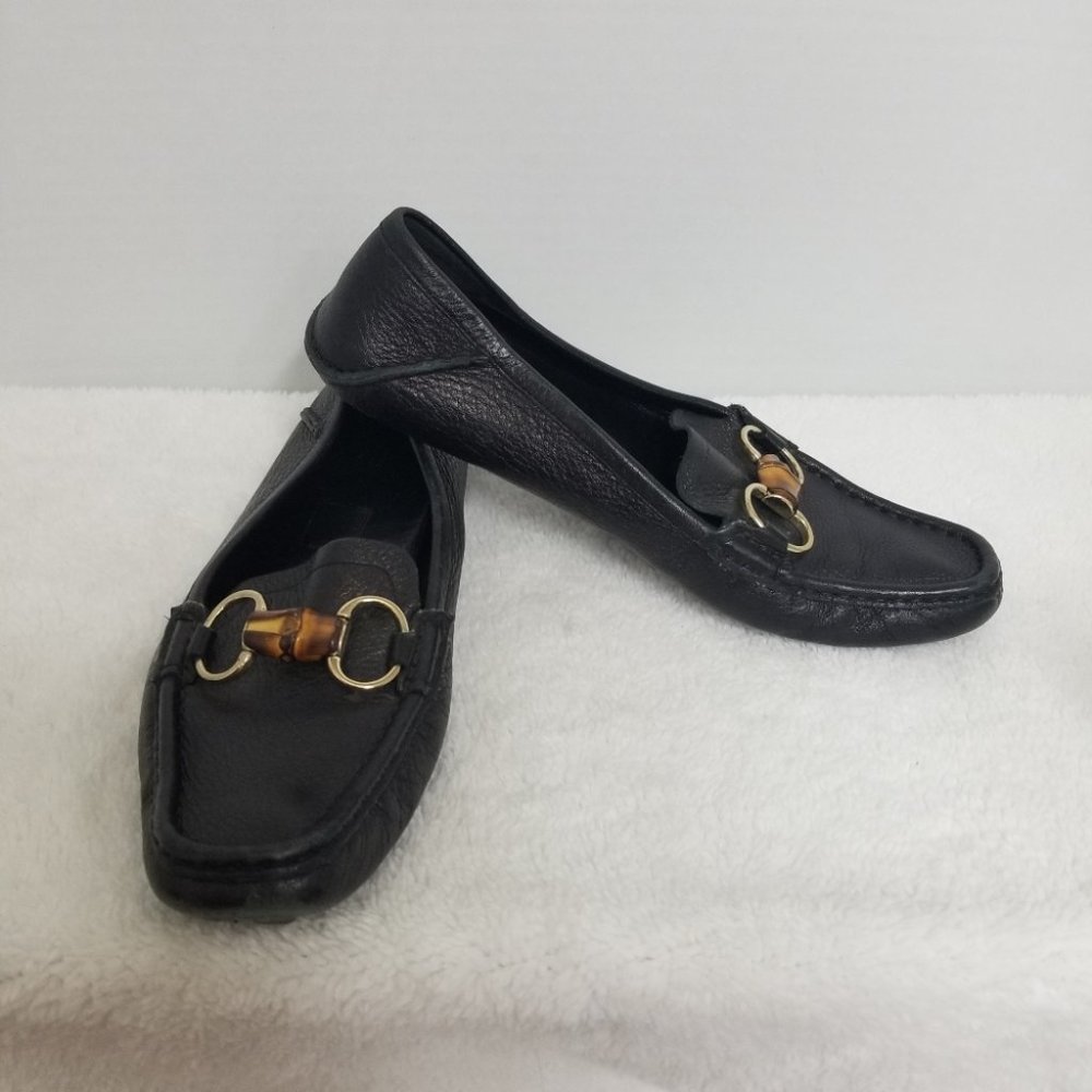 Gucci Horse bit leather driving shoe with bamboo accents